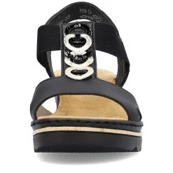 Rieker Women'S Wedge Sandals Jet Black