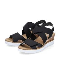 Rieker Women'S Wedge Sandals Jet Black