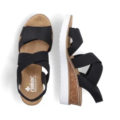 Rieker Women'S Wedge Sandals Jet Black