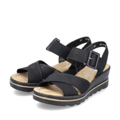 Rieker Women'S Wedge Sandals Jet Black