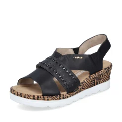 Rieker Women'S Wedge Sandals Night Black