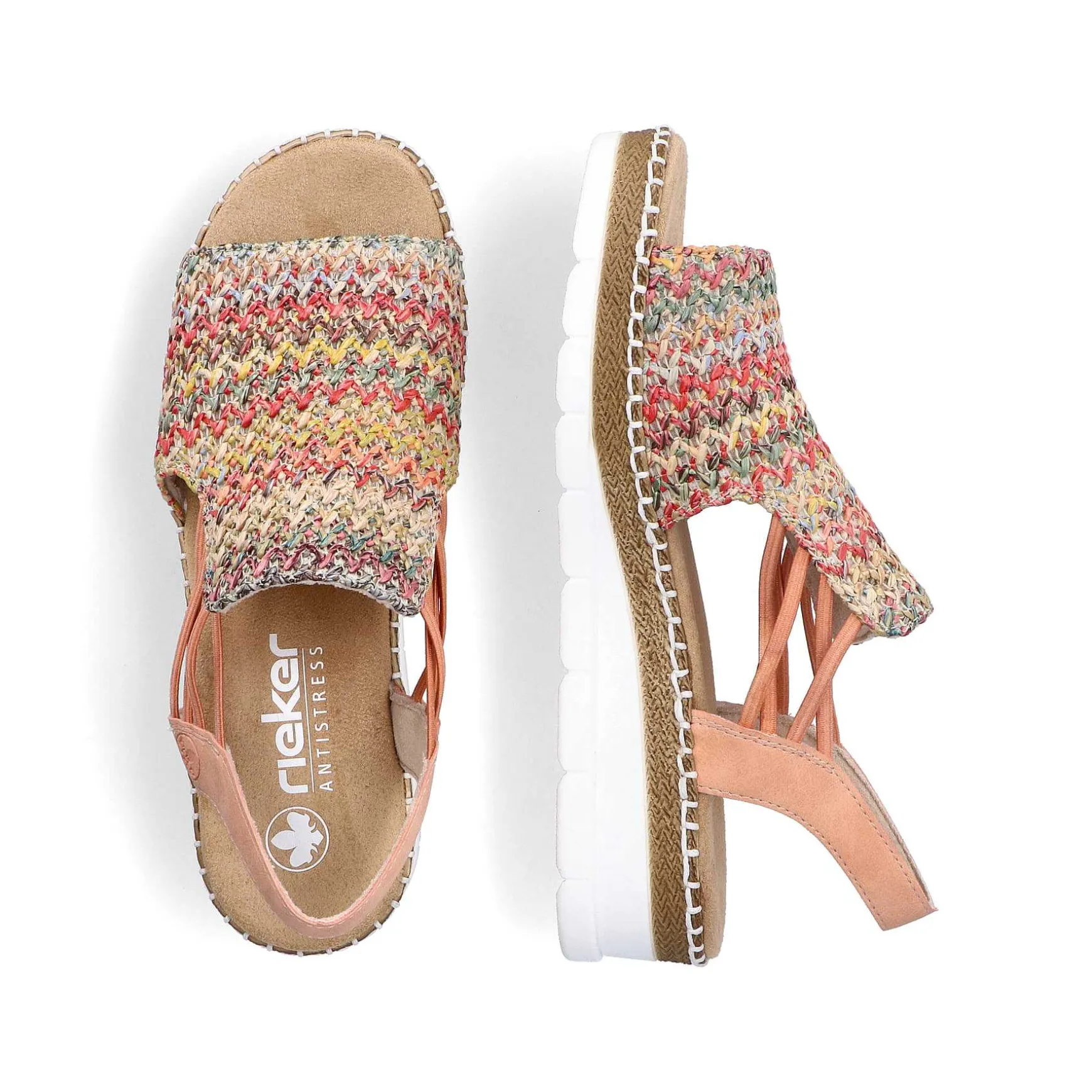 Rieker Women'S Wedge Sandals In Multi-Salmon Colors