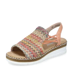 Rieker Women'S Wedge Sandals In Multi-Salmon Colors