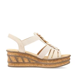 Rieker Women'S Wedge Sandals Cream Beige