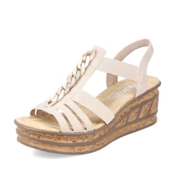 Rieker Women'S Wedge Sandals Cream Beige