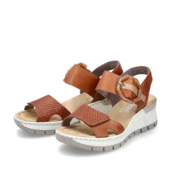 Rieker Women'S Wedge Sandals Chestnut Brown