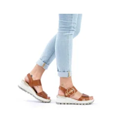 Rieker Women'S Wedge Sandals Chestnut Brown