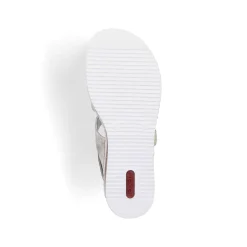 Rieker Women'S Wedge Sandals Silver Metallic