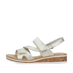 Rieker Women'S Wedge Sandals Silver Metallic