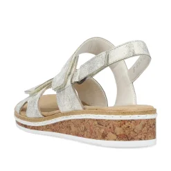 Rieker Women'S Wedge Sandals Silver Metallic