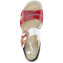 Rieker Women'S Wedge Sandals Fire Red-Pure White