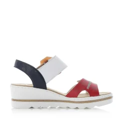 Rieker Women'S Wedge Sandals Fire Red-Pure White