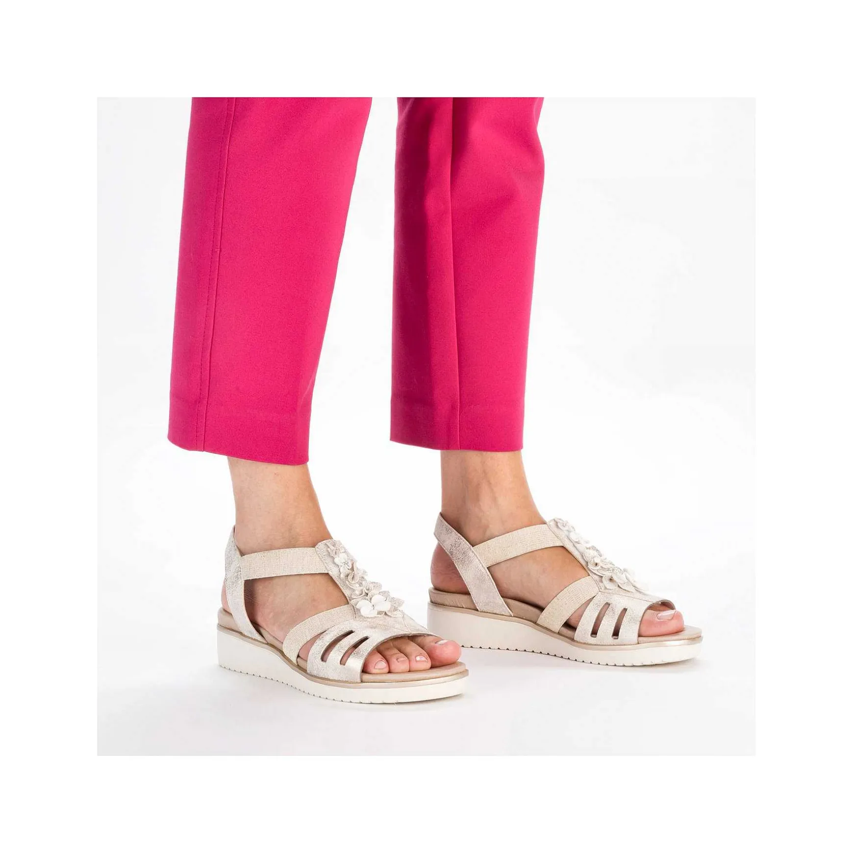 Rieker Women'S Wedge Sandals Light Beige